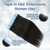 Tape in Hair Extensions Human Hair 100% Remy Hair 20pcs 50g/Pack Straight Seamless Invisible Skin Weft Extensions Easy to Apply and Style (#1B Natural Black, 10 Inch)
