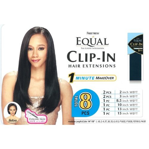 CLIP HAIR 8PCS (18", 1 Jet Black) - FreeTress Equal Synthetic Hair Clip-In Extension