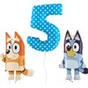 Toyland® Bluey & Bingo Balloon Birthday Pack - 2 x 32" Character Balloons & 1 x 40" Number Balloon - Kids Party Decorations