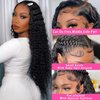 LYBYL 32 Inch 13x4 Deep Wave Lace Front Wigs Human Hair 180 Density Deep Part Curly Lace Front Wigs Human Hair Pre Plucked Glueless Transparent Lace Frontal Wig Pre Plucked with Baby Hair