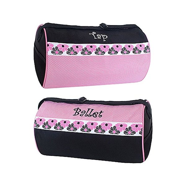 Sassi Designs Girl's Ballet Tap Combo Roll Duffel Bag, Small, Pink/Black
