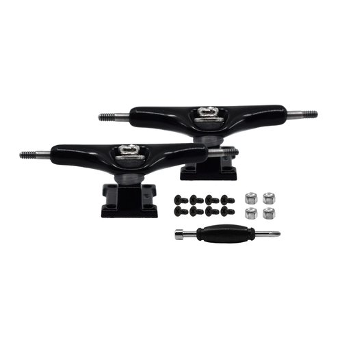 Teak Tuning Prodigy Swerve Fingerboard Trucks, Black Colorway - 32mm Wide - Inverted Kingpin - Professional Shape, Appearance & Components