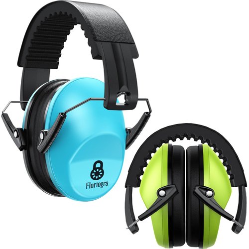 Floriogra 𝟐 𝐏𝐚𝐜𝐤 Kids Noise Reduction Ear Muffs Hearing Protection, Noise Cancelling Headphones for Kids, Soft Wide Headband for Monster Trucks, Studying, Mowing, Show, Autism