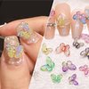 3D Aurora Butterfly Nail Art Charms Butterfly Nail Glitter Rhinestones Set Spring Butterfly Nail Colorful Butterfly Charms for Nails Acrylic Design Cute Butterflies Nails Charms DIY for Manicure Craft