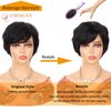 PHOCAS Short Human Hair Pixie Cut Wigs with Bangs for Women Short Black Wavy Wigs Layered Natural Fashion Short Human Hair Wigs