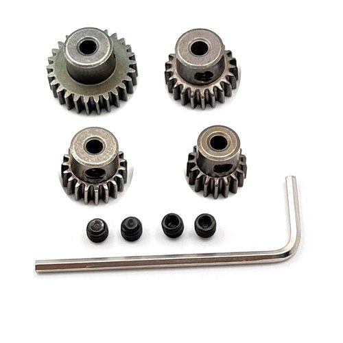 FainWan 4-Pack Steel Metal Mod 0.6 Module Pinion Gear Set Motor Gears 5mm Shaft Hole 17T 21T 26T 29T for RC Cars Trucks Crawlers Buggies