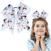Christmas Cheer Hair Bow Ties with Elastic Christmas Printed Grosgrain Ribbon 7 Inch Snowman Ponytail Hair bow Holder Handmade Cheer Bow Hair Ties for Girls and Women Headdress Decoration 1PCS