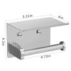 VAEHOLD Self Adhesive Toilet Paper Holder with Phone Shelf SUS304 Stainless Steel Wall Mounted Toilet Paper Roll Holder - Rustproof and Bathroom Washroom Tissue Roll Holder with Storage Shelf - Silver