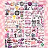 100 PCS Pink Race Car Temporary Tattoos Birthday Party Decorations Supplies Favors Pink Two Fast One 1st Hot Pink Checkered Decor Stickers Gifts For Game Boys Girls Classroom School Prizes Reward