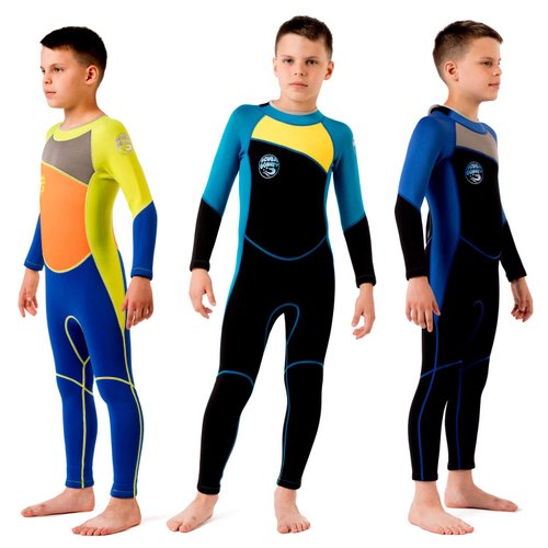 Kids Wetsuit for Boys Toddlers by Scubadonkey | Wetsuit for Kids in 2.5mm Neoprene UPF 50+ | Meets CPSC Safety Requirements (Grey/Blue, 12)