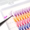 Focipeysa Colored Cluster Lashes C Curl 14mm With Mixed White Pink Blue Purple Red Individual Lashes DIY Eyelash Extension Natural Look Soft DIY at Home