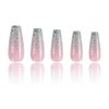 Hkanlre Bling Press on Nails Long Fake Nails Tips Full Cover Sequins False Coffin Nails for Women and Girls 24PCS