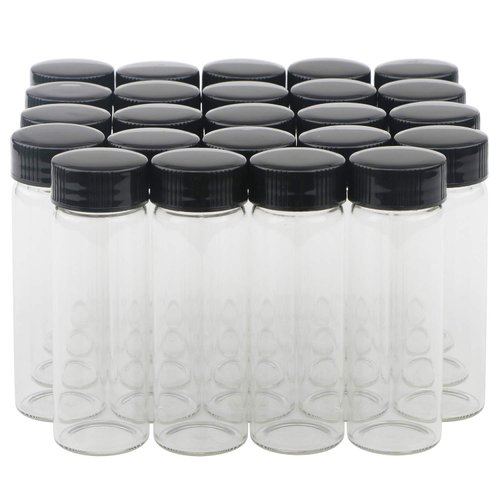 30ml (1 Oz) Clear Glass Vials Liquid Sample Transparent Glass Bottles Screwcap Lab Capacity Container Pack of 24
