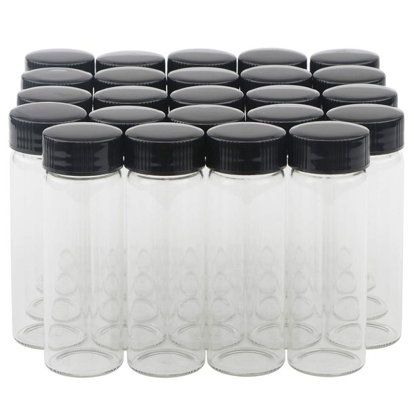 30ml (1 Oz) Clear Glass Vials Liquid Sample Transparent Glass Bottles Screwcap Lab Capacity Container Pack of 24