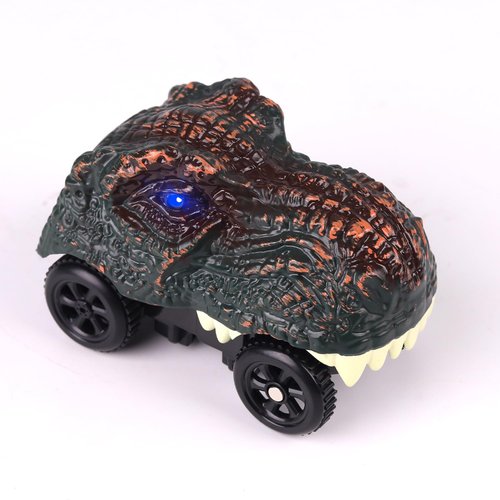 GONGDAO Dinosaur Car Toy, LED Racing Car Toys Christmas Birthday Gifts for 3 4 5 6 Year Old Kids Boys Girls Accessories Compatible with Race Track Building Kits