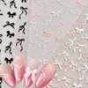 Sweet Pink White Black Bow Nail Stickers for Nail Art Kawaii Waving Ribbon Bowknot Nail Decor Nail Art Stickers Cute Bows Nail Design Stickers Nail Decals for Women Nail Art Supplies Nail Accessories