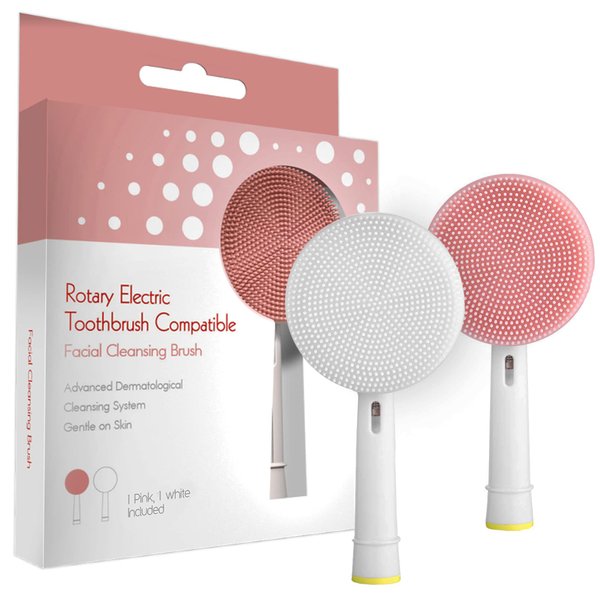 Facial Cleansing Brush Replacement Head Compatible with Oral B Braun Electric Toothbrush Bases-2 Waterproof Silicone Face Spin Brushes for Cleansing, Exfoliating, Deep Cleaning & Massaging