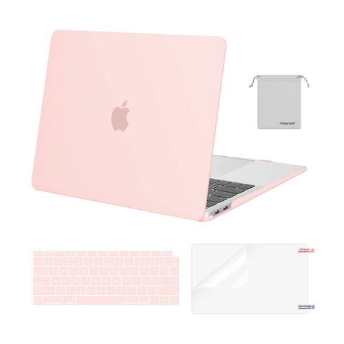 MOSISO Compatible with MacBook Air 13 inch Case 2022, 2021-2018 Release A2337 M1 A2179 A1932 Retina Display Touch ID, Plastic Hard Shell&Keyboard Cover&Screen Protector&Storage Bag, Chalk Pink