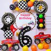 Truck Party Decorations, 9pcs Truck Birthday Number Foil Balloon for Truck 6th Birthday Race Car Theme Party Supplies (6th)
