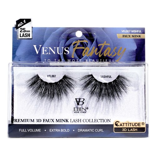 CATTITUDE 3D LASHES Venus Fantasy | 25mm Faux Mink Lashes | Full volume | Extra bold | Dramatic curl -WISHFUL