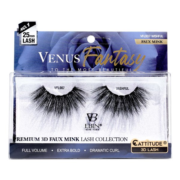 CATTITUDE 3D LASHES Venus Fantasy | 25mm Faux Mink Lashes | Full volume | Extra bold | Dramatic curl -WISHFUL
