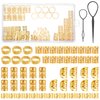 JIEYAO Gold Hair Jewelry for Braids, 110 Pcs Dreadlocks Beads, Hair Braid Rings Clips Dread Locks Coils Rings Loc Tube Bead Braid Accessories with 2 Pcs Pull Hair Pins for Braids Decoration