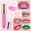 evpct 1Pcs Pink Pearlescent Chameleon Shimmer Glitter Lipstick Lip Gloss, Long Lasting Waterproof Glitter Metallic Sparkly Glossy Lip Gloss Tint Liquid Lipsticks Set Lip Stain Makeup for Women