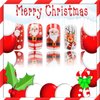 Christmas Press on Nails Red Medium Fake Nails, Santa Claus Press on Nails Cute with Santa Claus Snowflake Elk Designs Acrylic Nails Glossy Full Cover Winter Xmas Glue on Nails for Women 24Pcs