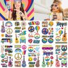 100PCS Groovy 70s Temporary Tattoos-10 Sheets Hippie Tattoo Stickers for Fan Birthday Party Decorations Hand Tattoo Party Favor Party Supplies Gifts for Kids Boy Girl Adult Pretty Christmas Gift