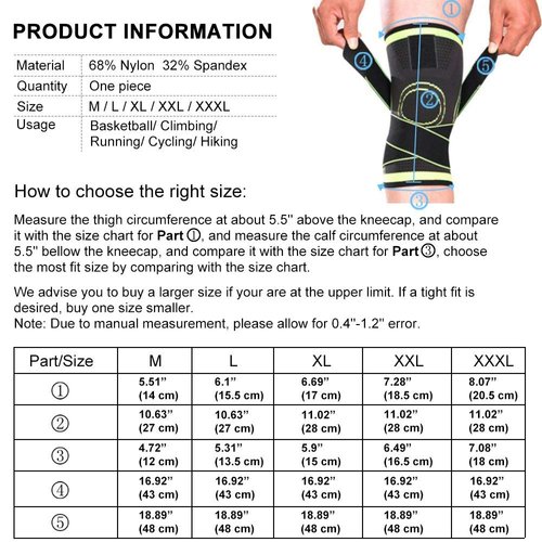 Vitoki Knee Braces for Knee Pain, 1 Pack Knee Compression Sleeve, Knee Support for Sports Workout Weightlifting Basketball, Knee Sleeve for Joint Pain and Arthritis Relief