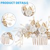 5 Pcs Bridal Wedding Hair Pins Crystal Pearl Hair Clips with White Flower Gold Leaf Flower Headpiece Vintage Wedding Hair Accessories Rhinestone Jewelry Hair Side Combs Slides for Women Girls