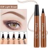 QUEMISS Eyebrow Pen Microblading 4 Fork Tip Eyebrow Pencil Creates Lasting MakeUp Professional Natural Brow Pen Cover Sparse Areas Daily Waterproof 3D Brow Pencil (01#Light Brown)