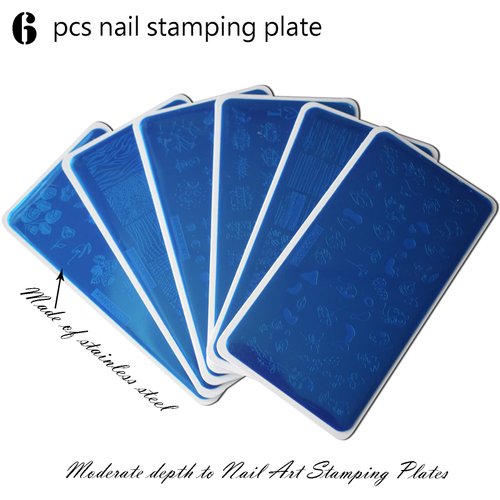 Flower Leaf Nail Stamping Plate 6 Pcs Nail Stamp Plates with Leopard Print Heart Stripe Holiday Nail Stamping Plate Space Star Nail Art Stamping Plates Face Nail Stamper Plate Nail Art Templates