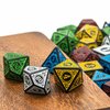 Poludie 5 Polyhedral Dice Set (35pcs) with Leather Dice Bag, D&D Dice for Dungeons and Dragons, RPG, MTG Table Games (Window Lattice Carved Series)