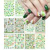 10 Sheets St. Patrick's Day Nail Art Stickers Shamrocks Nail Decals 3D Self-Adhesive Luck of The Irish Sticker Decals Leprechaun Hat Green Shamrock Nail Design Sticker for Women Girls DIY Manicure Art
