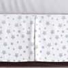 Crib Skirt Boy Girl Pleated Dust Ruffle Machine Washable, 14" Drop, Toddler Crib Bed Skirt White with Grey Star, Microfiber Nursery Standard Crib Bedding Skirt
