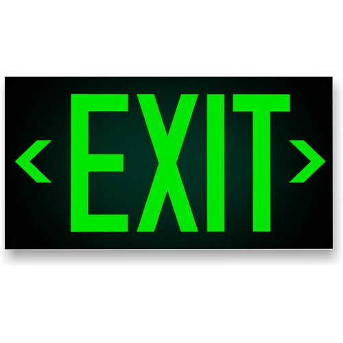 Photoluminescent Exit Sign Green - Aluminum Code Approved UL 924 / IBC / NFPA 101 | NightBright USA Part Number ULG-050
