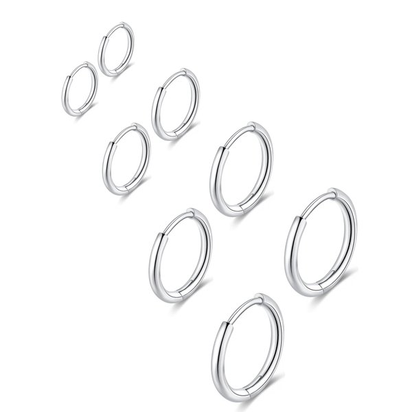 316L Surgical Stainless Steel Huggie Hoop Earrings 6mm 8mm 10mm 11mm 12mm 14mm Hypoallergenic Earrings Hoop Cartilage Helix Lobes Hinged Sleeper Earrings For Men Women Girls, Metal, not known