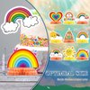 9 Pieces Rainbow Honeycomb Rainbow Party Decorations Cloud Sun Heart Balloon Decor Rainbow Centerpieces for Tables Rainbow Honeycomb Paper Centerpiece for Birthday Baby Shower