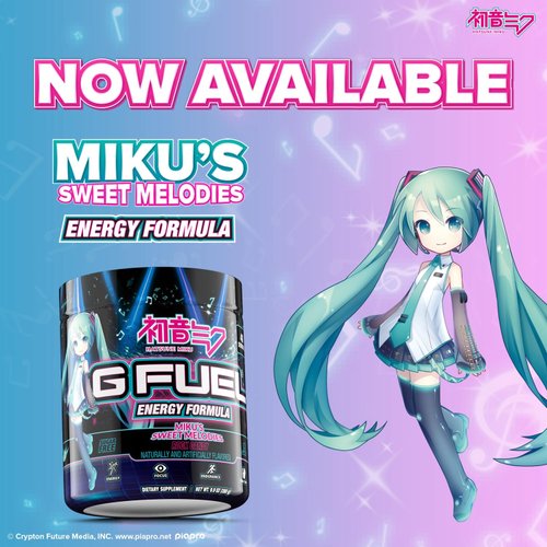 G Fuel Sweet Melodies Hatsune Miku Energy Drink Powder, Pre Workout Caffeine Powder, Energy Powder Drink Mix for Gaming, Sugar Free Focus Amino, Vitamin + Antioxidants, 9.9oz (Rock Candy, 40 Servings)
