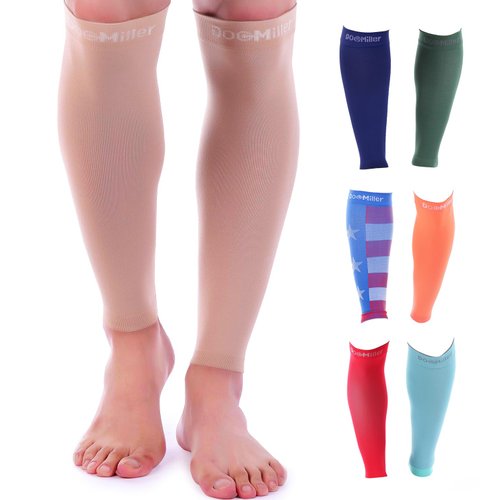 Doc Miller Premium Calf Compression Sleeve 1 Pair 20-30mmHg Graduated Support for Sports Running Circulation Recovery Shin Splints Varicose Veins (Skin, 5XL)
