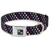 Dog Collar Seatbelt Buckle Mini Stars Black Pink Blue White 11 to 17 Inches 1.0 Inch Wide