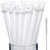 Jovitec 50 Pieces Reusable Drinking Straw Thick Plastic Straws with Cleaning Brush Clear Straw