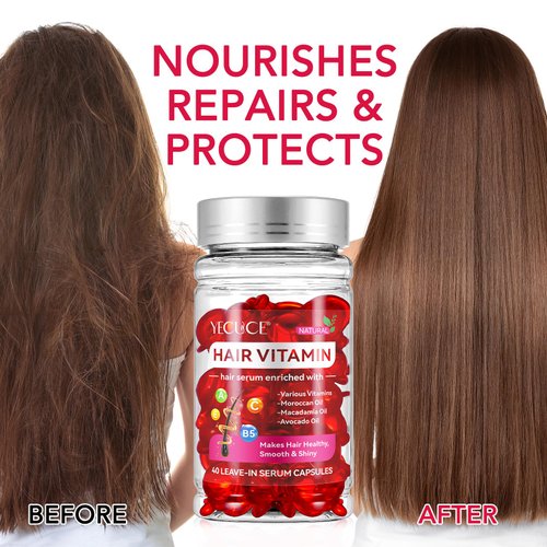 JCKBDNR Hair Styling Treatment Capsules - Frizzy & Dry Hair Serum Enriched with Vitamins A, C, E, Pro B5, and Moroccan Macadamia Avocado Oils (2.02 Fl Oz)