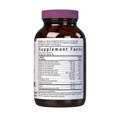 Bluebonnet Nutrition Stress Relief B Complex Vegetable Capsules, Vitamin B6, B12, Biotin, Folate, Vegan, Gluten & Soy & Milk Free, Kosher, Unflavored, 100 Count