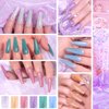 RARJSM Holographic Nail Polish Set, Spring Summer Color Gel Nail Polish Silver Gold Violet Purple Olive Green Blue Rose Gold Gel Polish 6PCS 7.5ML Curing Required Nail Art Manicure Salon