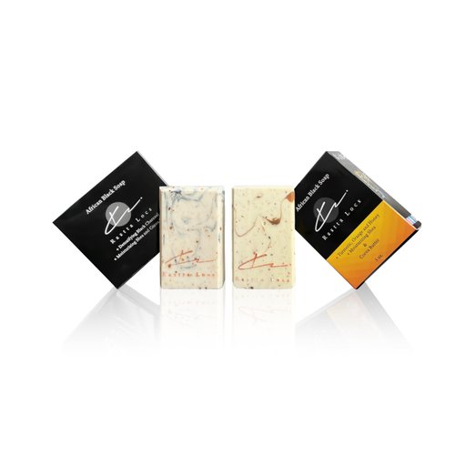 Rastta Locs African Black Soap with Charcoal plus African Black Soap with Turmeric, Orange and Honey -Great for Acne Prone Skin, – Loaded with Olive Oil, Shea and Coca Butter. 2 Bars, 5 oz. Each