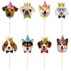 TSJ 24PCS Dog Cupcake Toppers, Dogs Face Cake Toppers, Puppy Pet Theme Birthday Party Decorations Supplies for Kids