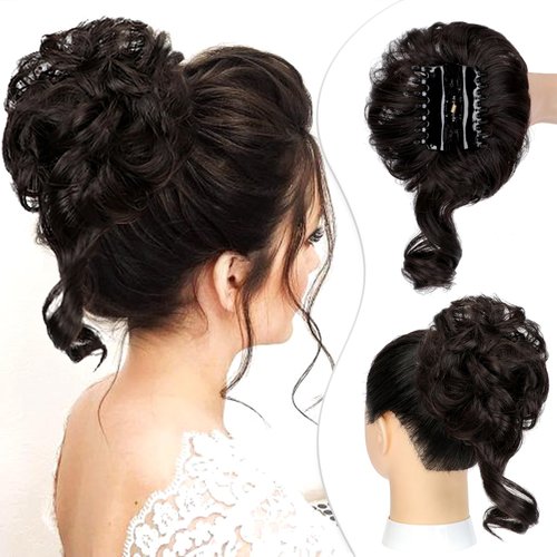 Wodelanle Claw Clip Messy Hair Bun Hair Piece for Women Wavy Curly Chignon Hair Buns Claw Clip Po...