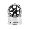 DS Racing Drift Element 1/10 RC Drift Car Rims Wheels, Set of 2, 6-Spoke, Adjustable Offset, Compatible with Yokomo YD MD RD, MST RMX, Reve D RDX, Redcat RDS, HPI, Tamiya TT (Black w/Chrome Lip)